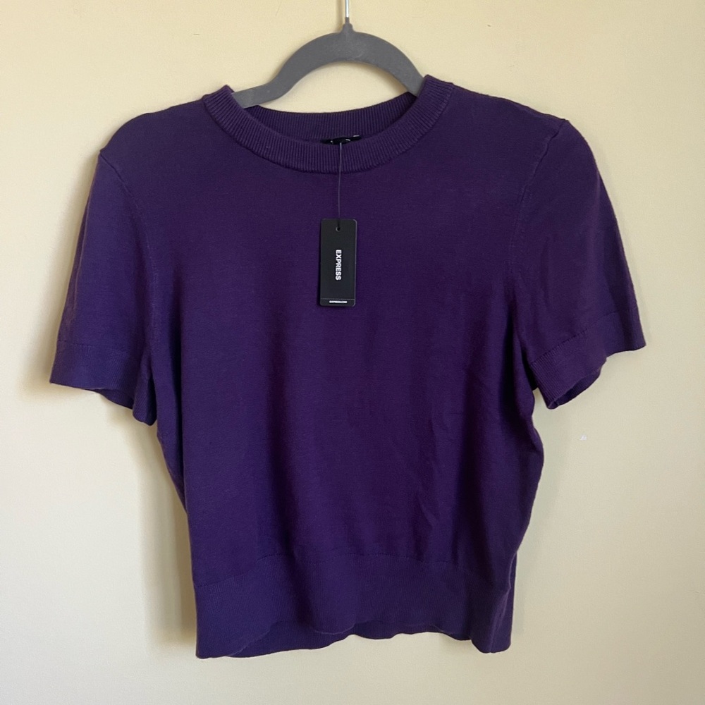 Express Purple Short Sleeve Sweater